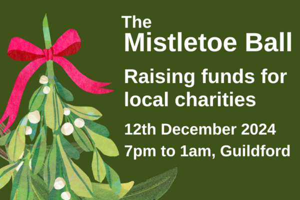 The Mistletoe Ball. Raising funds for local charities. 12th December 2024 7pm to 1am, Guildford.