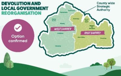Surrey will move to two new unitary councils – East Surrey and West Surrey.