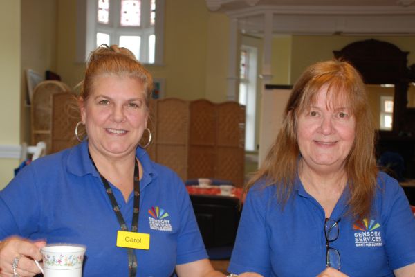 Communication Support Worker, Carol, with Julie, Deafblind Assessor.