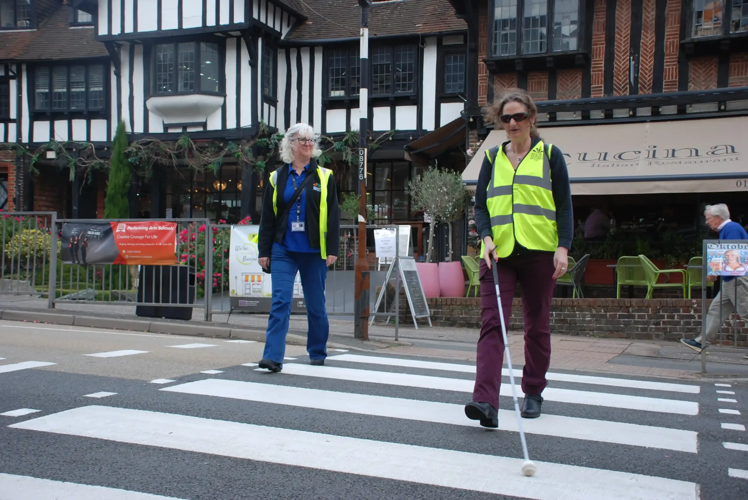 Mobility training across a zebra crossing