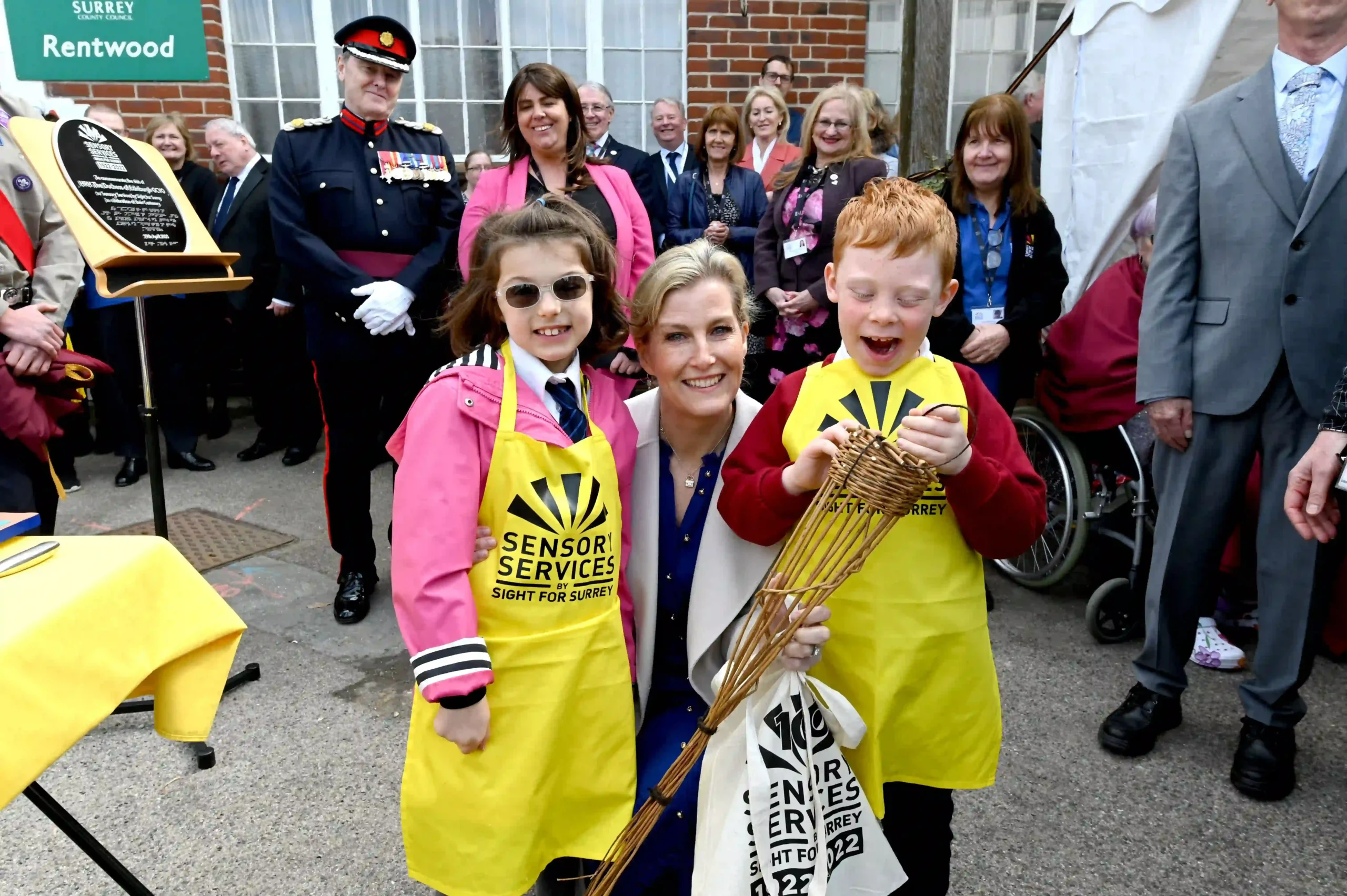 HRH The Duchess of Edinburgh with two children supported by the charity.