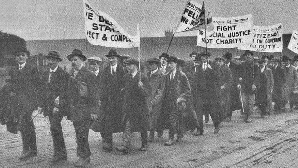 The Blind March in 1920. Credit Daily Sketch