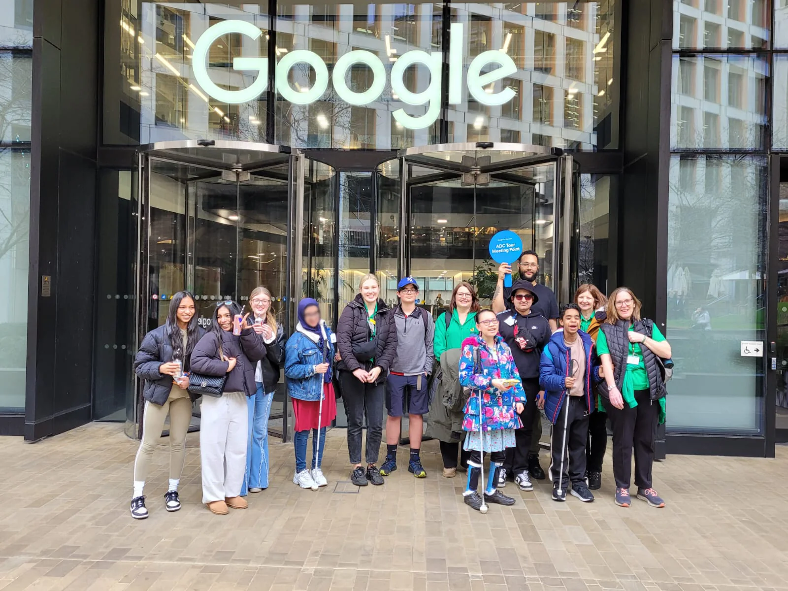 Some of the young people supported by the charity outside Google in London.