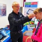A person is trying one some equipment.