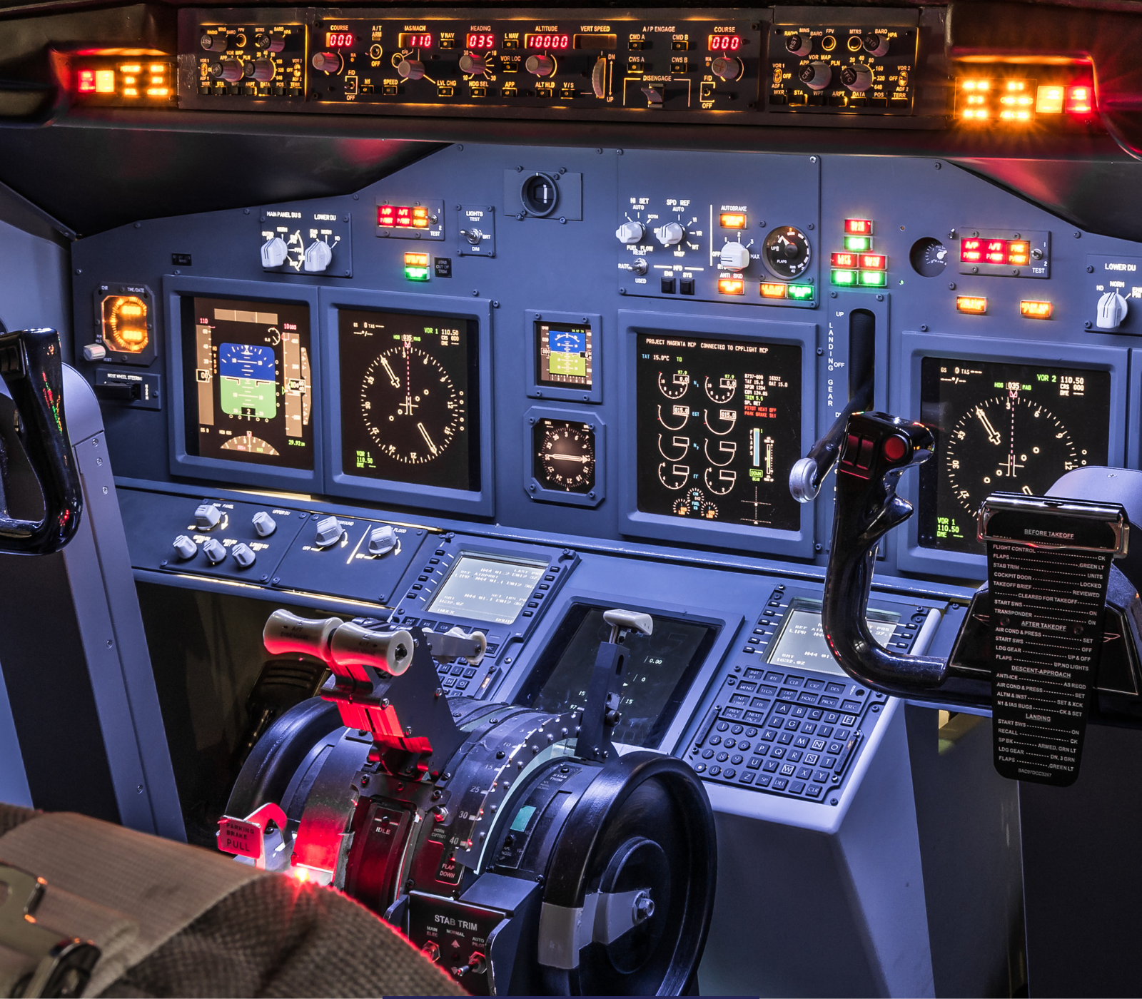 The inside of a flight simulator